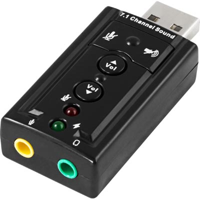 Deltaco USB äänikortti, 2x3.5mm, äänensäätö, vaimennus